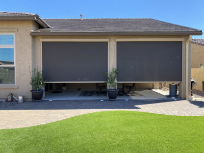 Rolling Shutters On A Home Patio Area