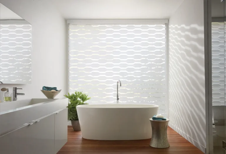 Designer Banded Shades with Unique Design in Bathroom